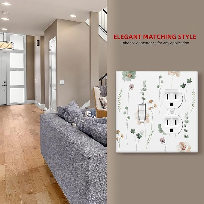 Wallplates Watercolor Floral Botanical Flowers 1 Toggle 1 Duplex Switch Plate Electrical Gfci Faceplate Decorative Light Switch Covers For Living Room Bed Room Decor