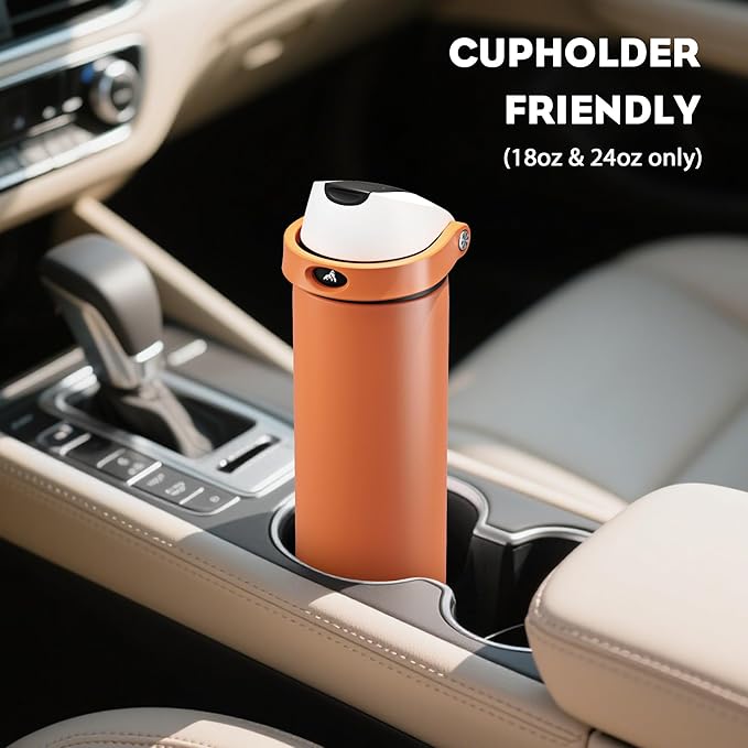POWCAN 18 oz Steel Insulated Water Bottle: 2-in-1 Push-Button Spout & Quick-Flip Straw, Leakproof, Cold 24Hrs, Lockable, Fits Car Cup Holder, Ideal for Sports, Trip, Gym, School, Gift (Sunny Puppy)