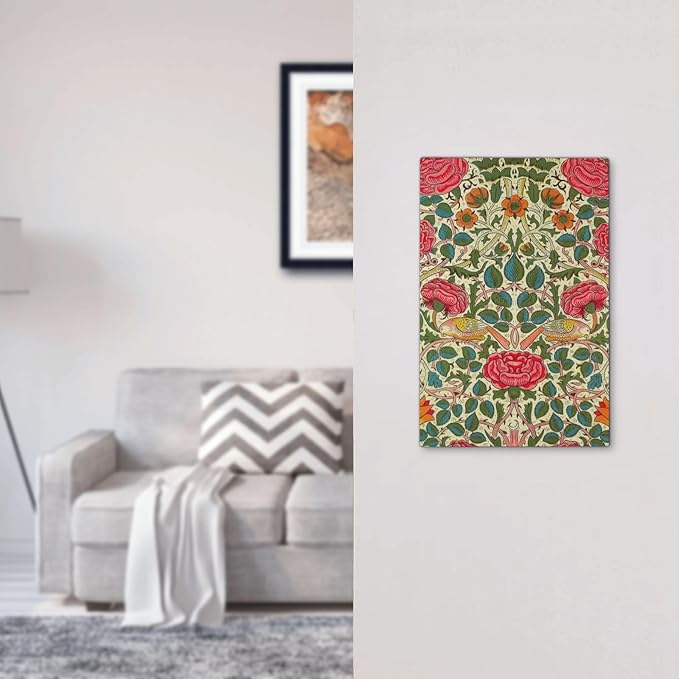 William Morris Roses Floral 1 Gang Light Switch Cover Electrical VintageTulip Flower Plant Bird No Device Wall Plate Switchplates Decorative for Country Bedroom Kitchen Living Room Decor