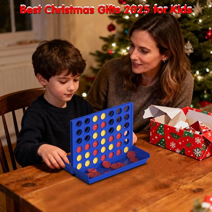Pup Go Standard Size 4 in a Row Board Games for Kids Ages 3 for Boys Girls Teens, Classic Family Game Educational Toy, Portable 2-Player Strategy Games, 6 Spare Discs Included