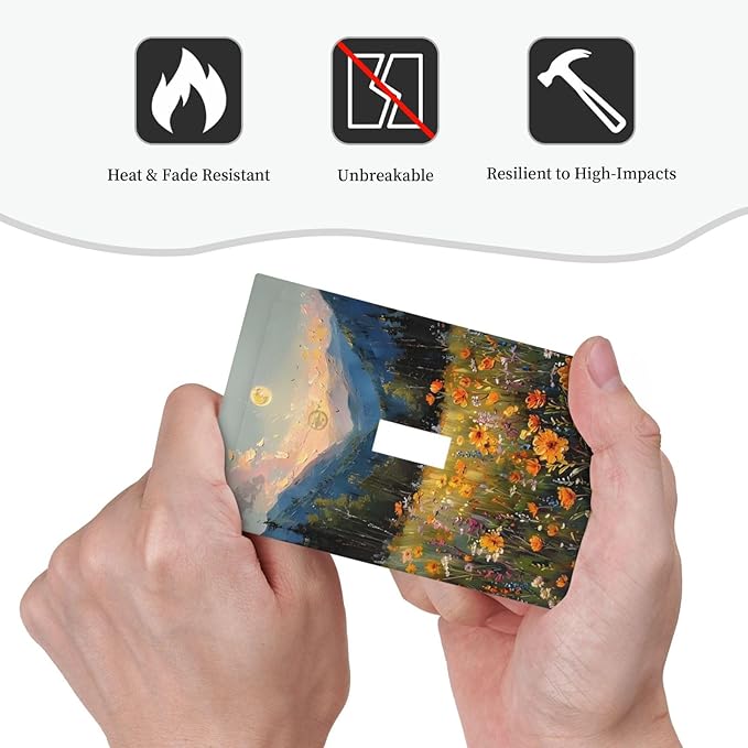 Sunset Wild Flower Field Floral Nature Landscape Decorative Light Switch Cover 1 Gang Single Toggle Device Electrical Faceplate Switchplates Decorator Outlet Wall Plate for Farmhouse Bedroom Decor