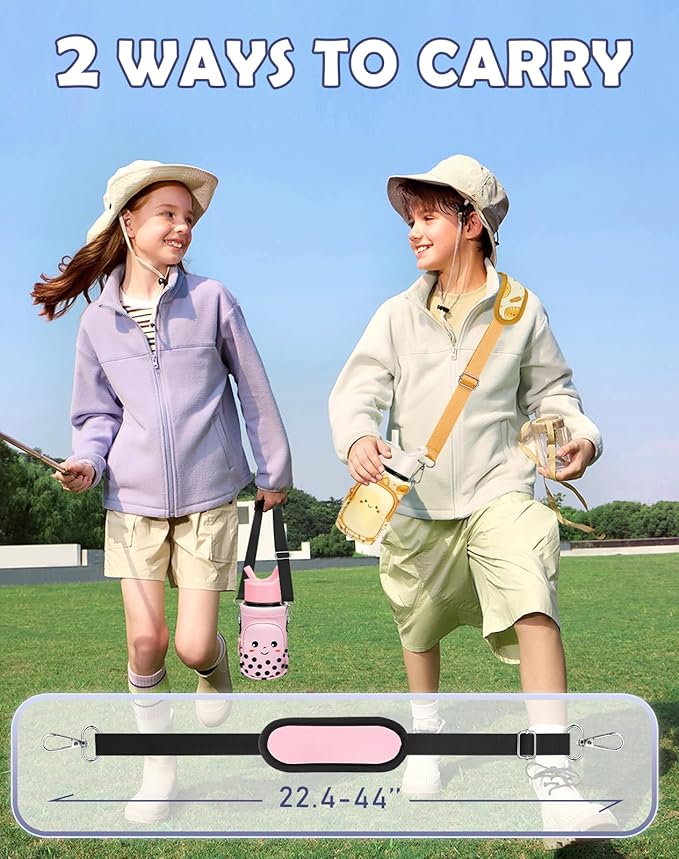 Miss Adola Water Bottle Carrier with Strap - Insulated Kids Water Bottle Holder for Boys Girls Bottle Bag for 10-18Oz