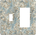 Decorative Outlet Covers Rustic Blue White Plum Blossom Flower 2 Gang Light Switch Cover Plate Single Toggle 1 Rocker Wall Plates for Electrical Switch Plate Covers for Bedroom Decor