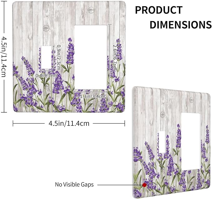Purple Lavender Rustic Wooden Flowers Floral Plant Outlet Covers 1 Toggle 1 Rocker Combination Decorative Wall Plate Electrical Switch Plates Light Switch Cover Plate for Farmhouse Living Room Decor