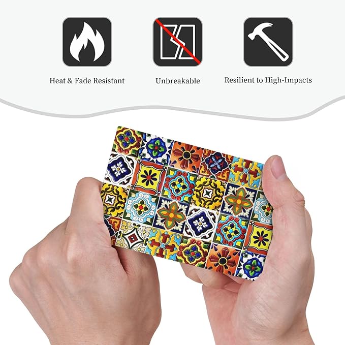 Kitchen Mosaic Moroccan Mexican Mexico Boho Talavera Floral Ceramic Tile Stone Bricks 1-Gang No Device Blank Wallplate Jumbo Size Unused Outlet and Light Switch Cover Decorative Plug Face Plate Cover