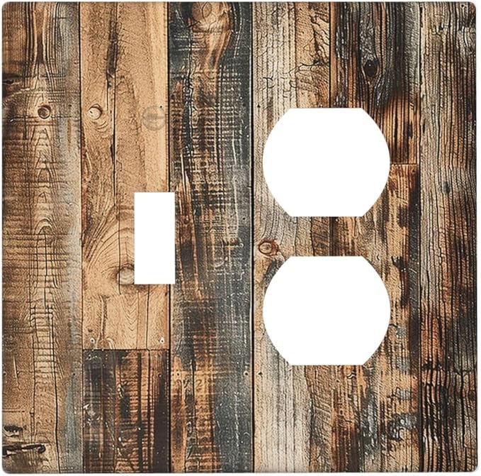 Wallplates Rustic Brown Wood Pattern Splice Plank 1 Toggle 1 Duplex Switch Plate Electrical Gfci Faceplate Decorative Light Switch Covers For Farmhouse Cabin Decor