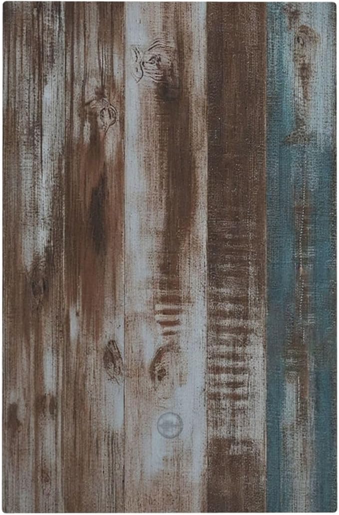 Vintage Blue Brown Wood Grain Light Switch Cover Plate 1 Gang Electrical Wall Plates Faceplate Decorative Switch Plate No Device Blank for Bedroom Farmhouse Decor