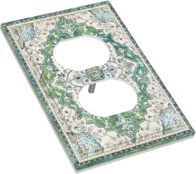 Sage Green Boho Vintage Floral Outlet Covers 1 Gang Duplex Light Switch Cover Decorative Switch Plates Electrical Receptacle Faceplate Wall Plate for Bedroom Living Room Decor