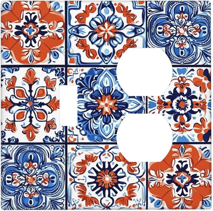 Wallplates Colorful Talavera Mexican Tile 1 Toggle 1 Duplex Switch Plate Electrical Gfci Faceplate Decorative Light Switch Covers For Bathroom Kitchen Decor