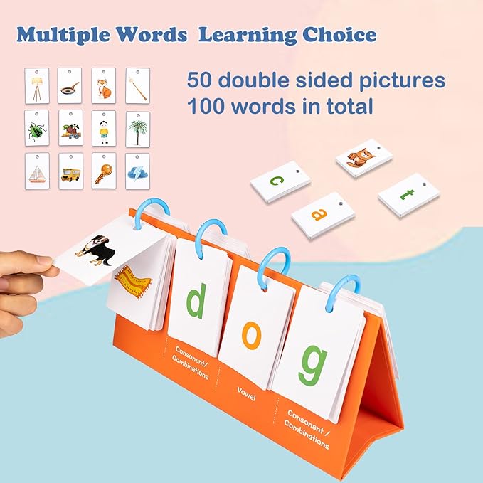 Alened Sight Words Flash Cards for Kindergarten, Phonics Flash Cards, CVC Word Games Pocket Chart, Classroom Learning Activities, Phonics Games for Reading, Speech Therapy Materials for Kids