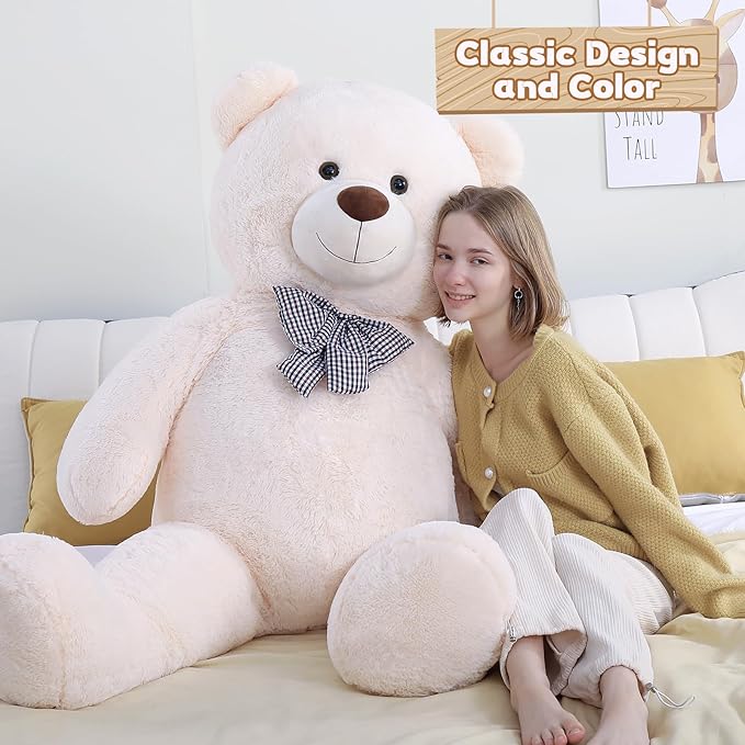 Toys Studio 5 Feet Teddy Bear, 59'' Giant Big Bear Stuffed Animal Lifesize Bear for Baby Shower Centerpieces, Large Plush Toy for Kids Girls Valentine's Day Christmas Birthday, White