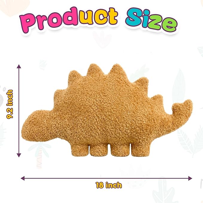 Andywoo Dino Chicken Plush Nuggets Pillow for Funny Birthday Gifts, Cute Funny Stuffed Animals Toy for Boy and Girl, Dinosaur Gifts for Kids Teens and Adults (Kentrosaurus, Small)