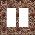 Earth Tone Floral Rustic Damask Boho Flower Decorative Outlet Covers 2 Gang Double GFCI Rocker Electrical Wall Panels Light Switch Cover Plate for Farmhouse Home Decor