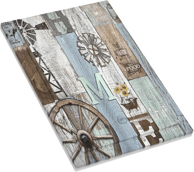 Rustic Western Barn Door Vintage Windmill Light Switch Cover Plate 1 Gang No Device Blank Electrical Wall Plates Faceplate Decorative Switch Plate Covers for Farmhouse Home Decor