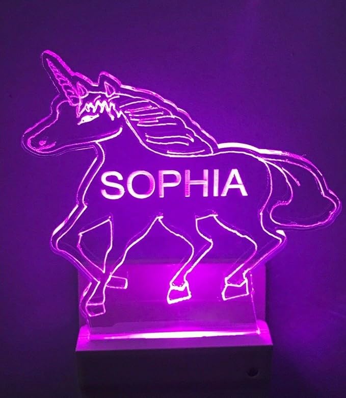 MIRROR MANIA Night Light Multi Color Personalized LED Plug-in Ultra-Slim Touch Night Light Smart Dusk to Dawn Sensor Kids Children's Bedroom Kitchen Bathroom Hallway Play Room Variations (Unicorn)