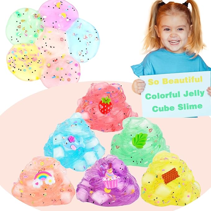 Slime Kit 12 Pack, with 6 Butter Slime and 6 Crystal Slime for Party Favors, Christmas Slime Putty Soft and Non-Sticky, Birthday Gift Carnival Prizes, Stress Relief Toy for Kids Education