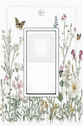 Decorative Outlet Covers Rustic Wildflowers Butterfly Colorful Floral 1 Gang Single Rocker Light Switch Cover Plate Wall Plates Gfci Faceplate For Bed Room Living Room Decor