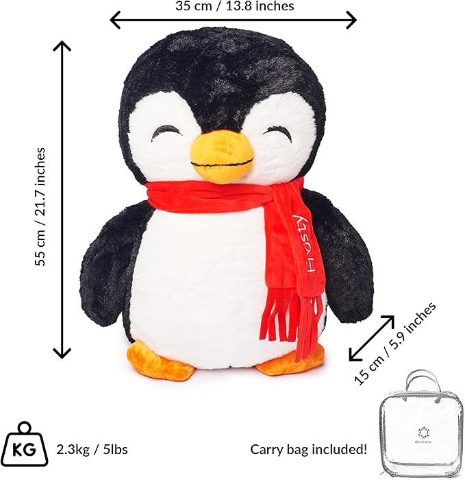 ODOXIA Big Weighted Plush for Anxiety 5lb Penguin | Stuffed Weighted Plush Animal for Kids, Adults