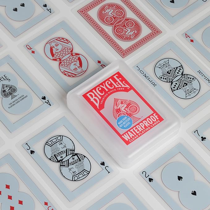 Bicycle Waterproof Playing Cards, Red Plastic Deck of Cards, Durable Plastic Cards for Pool, Beach, Camping & Party Games