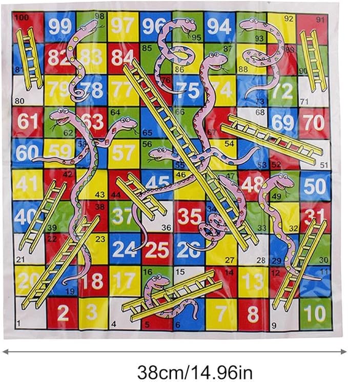 Snake Game | Mini Snakes and Ladders Board Game Set | Portable Folding Chess Toy Compact for Travel Family Parties Adults