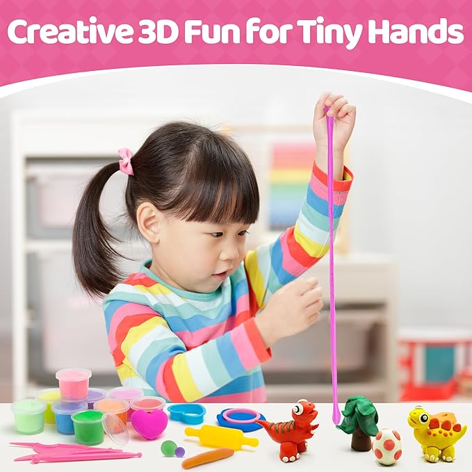 56 Pack Butter Slime Kit for Girls and Boys Ages 3-12, Non Sticky Kids Slime Kits 3-12, Small Slime Party Favors with Charms, Cutters, and 4 Creative Playing Modes