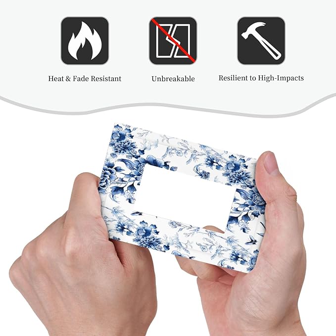 Blue Flower White Floral Plant Bird Butterfly Decorative Outlet Covers 1 Gang Single Rocker Light Switch Cover Plate Wall Plates GFCI Faceplate for Bedroom Living Room Decor