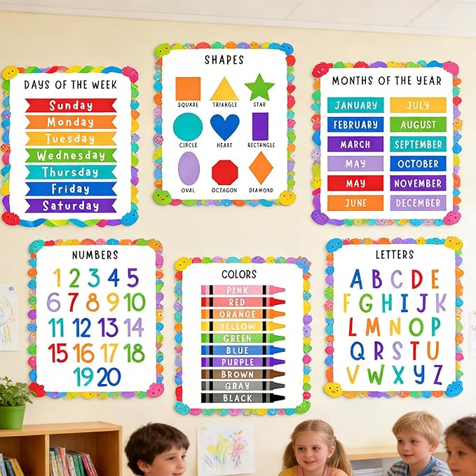 Educational Preschool Learning Posters,Alphabet ABC Posters for Toddlers Classroom Playroom Wall Art Decor,Counting Chart for Kindergarten,Pre K Learning Poster for Toddlers 1-3 Homeschool Supplies