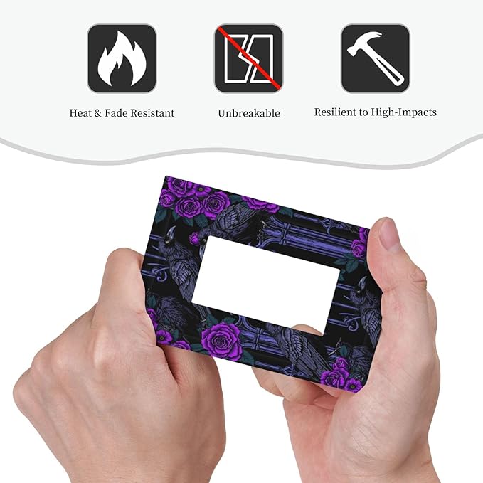 Decorative Outlet Covers Gothic Style Crow Purple Flowers 1 Gang Single Rocker Light Switch Cover Plate Wall Plates GFCI Faceplate for Bedroom living Room Decor