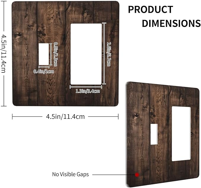 Rustic Brown Wood Plank Vintage Wooden Texture Print Outlet Covers 1 Toggle 1 Rocker Combination Decorative Wall Plate Electrical Switch Plates Light Switch Cover Plate for Farmhouse Home Decor