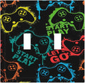 Gaming Hippie Gamer Modern Gamepad Colorful Graffiti Decorative Switch Plates 2 Gang Double Toggle Outlet Light Switch Cover Wall Plate Electrical Faceplate for Kids Room Nursery Decor