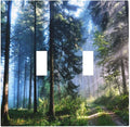 Green Landscape Forest Tree 2 Gang Double Toggle Light Switch Cover Electric Wall Plate Electrical Faceplate for Bathroom Home Living Room Jumbo Size Decor