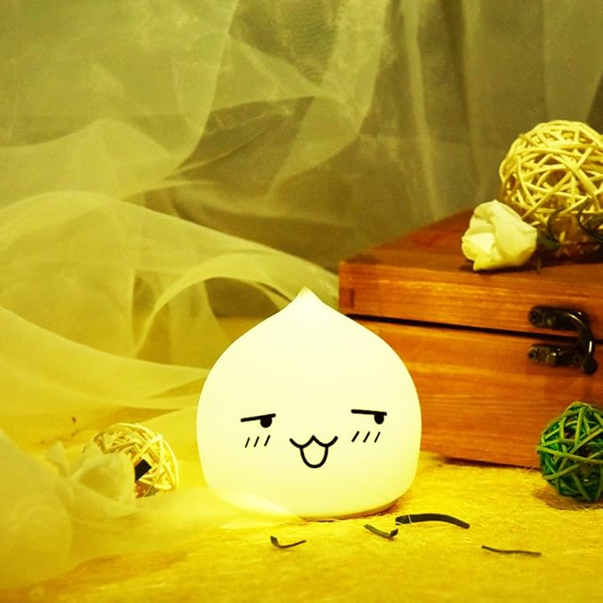 Portable Silicone LED Cartoon Night Light for Kids USB Rechargeable, Warm/White Light, 7-Color Changeable Light, Cute Children Night Lamp for Baby, Bedroom and Nursery (Tear Drop)