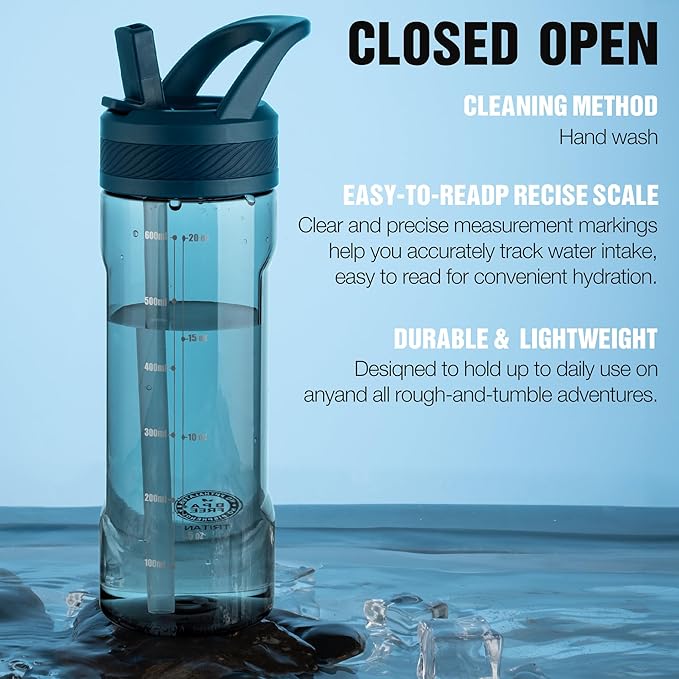 OLDLEY 20 kids Water Bottle with Straw,Tritan BPA-Free,Leak-Proof Design for Travel, Home, School, (Midnight Blue)