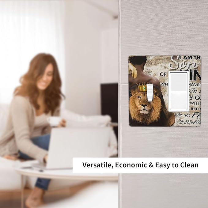 African Afro Teen Adult Man Quote Male Lion King Wild Animal Wildlife 2-Gang 1-Toggle 1-Decora/GFCI Device Combination Wallplate Combo Decorator/Toggle Receptacle Outlet Light Switch Cover Face Plate