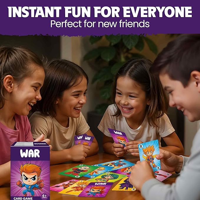 QUOKKA War Card Game for Kids Ages 4–8 – Fun Family Game with Cute Characters, Perfect for Travel, Playdates, Family Time – Educational & Engaging Playing Cards for Kids, Easy to Learn, Fast to Play