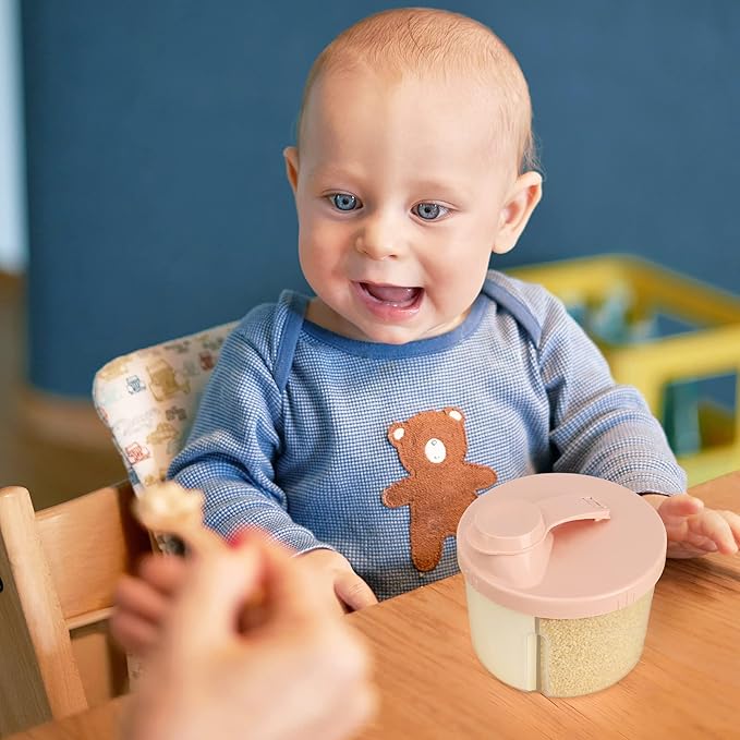 Accmor Baby Formula Dispenser On The Go, Non-Spill Rotating Four-Compartment Formula Container to Go, Milk Powder Kids Snack Container for Infant Toddler Travel Outdoor, Pink