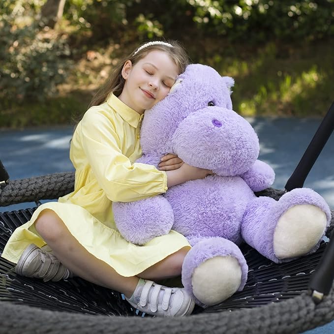 BENINY Giant Humongous Hippo Stuffed Animal, 36" Oversized Plush, Soft Hug Cute Jumbo Hippo Toy Plush Gift for Kids, Purple
