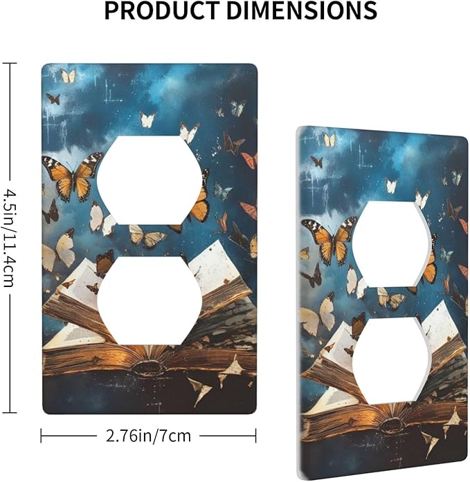 Decorative Art Light Switch Covers Butterflies from the Book 1 Gang Single Duplex Outlet Wall Plate Switchplate Electrical Faceplate for Home Decor