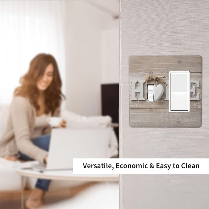 Farm Country Love Home Wood Print 2 Gang Single Toggle/Decorator Combination Light Switch Cover Decorative Combo 1-Toggle/1-GFCI/Rocker Wall Plate Cover