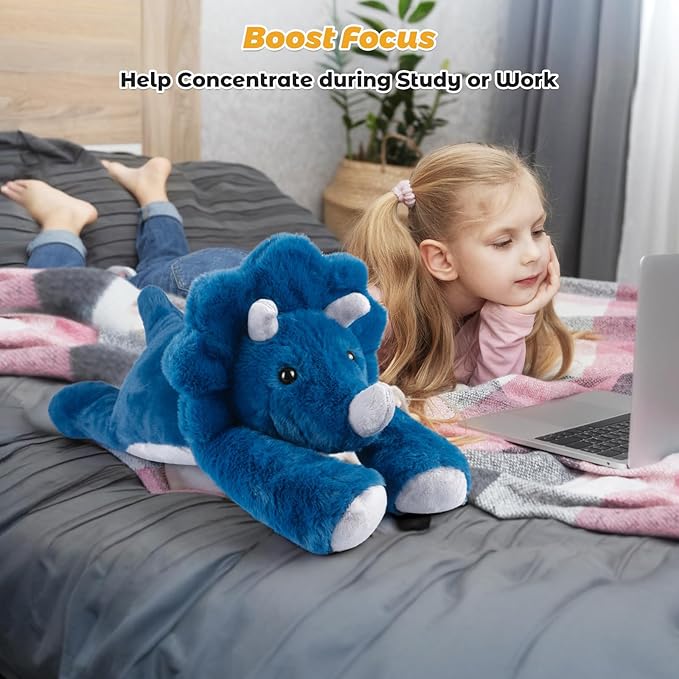 24" & 4.5lbs Triceratops Stuffed Animal, Sitting & Laying Weighted Stuffed Animals, Cuddly & Soft Weighted Triceratops Plush for Adults & Kids, Triceratops Gifts for Christmas & Valentine’s Day