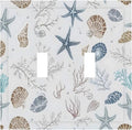 Ocean Starfish Seashells Nautical Coastal Sea Coral Decorative Switch Plates 2 Gang Double Toggle Outlet Light Switch Cover Wall Plate Electrical Faceplate for Kids Room Nursery Decor