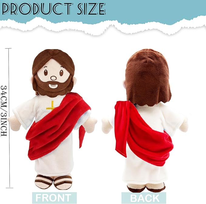 Jesus Plush Doll Jesus Plushie Stuffed Toy Christian Stuff Religious for Kids Christening Easter 13" (Red)