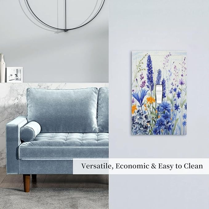 Light Switch Cover Plate Lavender Watercolor Wildflowers Colorful floral 1 Gang Single Toggle Decorative Switch Plates Wall Plates Electrical Faceplate for Bathroom Bedroom Decor