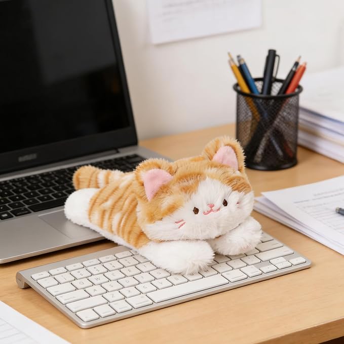 PEACH CAT Striped Cat Stuffed Animal Cute Kitten Plushies Small Plush Toys Gifts for Kids Brown