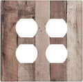 Outlet Covers Retro Wood Brown Farmhouse Barn Wooden 2 Gang Double Duplex Decorative Light Switch Covers Electrical Wallplates Socket Faceplate for Farmhouse Cabin Decor