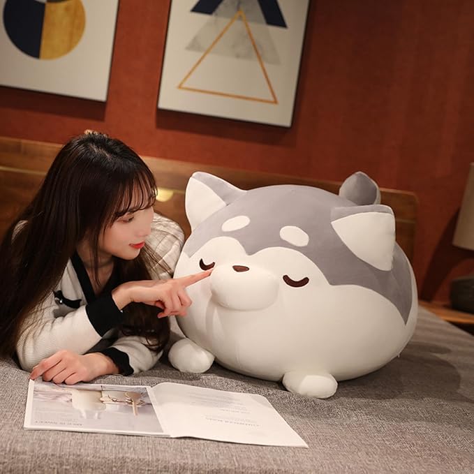 Plush Husky Stuffed Animal - Hugging Pillow & Cuddly Dog Toy, Perfect for Kids & Lovers, Available in Gray, 16 Inch