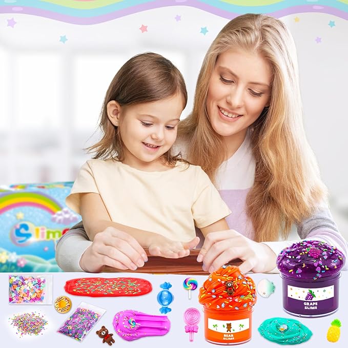 Elover ICE Cream Slime Kit for Girls and Boys Fluffy DIY Slime Toys Gifts Ages 6-10 to Make Ice Cream Slimes Kids Girl Toys 8-10 Years Old