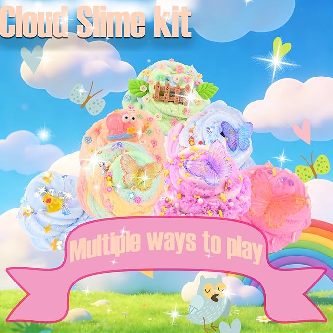 6 Pack Cloud Pink Slime Kids, Slime kit for Girls Ages 8-12, Toys for Girls and Boys, for Kids Set Party kit Goodie Bag Stuffers, Girl Birthday Gift Cute Stuff
