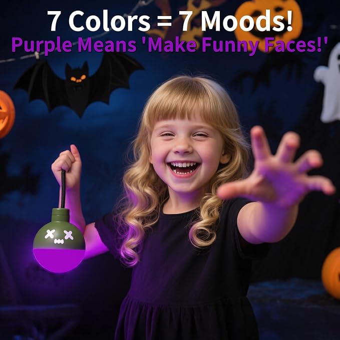 Pull-String Cute Night Light, 7 Color Changing, 30-Min Auto Off, USB-C Rechargeable Cordless Portable Bomb Night Light for Kids Room Bedroom/Camping, Afraid of Dark Indoor Christmas Gift