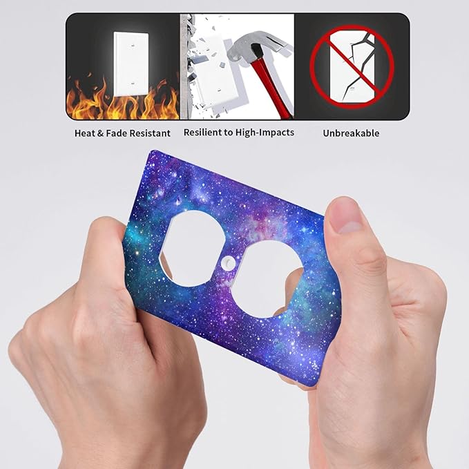 Space Galaxy Outlet Covers Decorative Electrical Outlets Duplex Outlet 1-Gang Wall Plate Receptacle Wall Outlet Cover